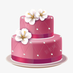 手绘鲜花粉色海绵蛋糕素材