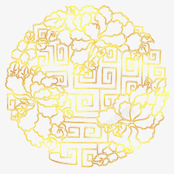 中国风传统花卉烫金花纹图素材