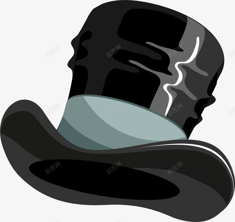 黑色卡通爵士帽子png免抠素材_新图网 https://ixintu.com 卡通帽子 帅气帽子 爵士帽 舞蹈帽子 装饰图案 黑色帽子