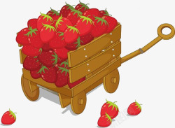 卡通手推车上的草莓素材