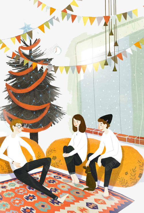 圣诞节的聚会png免抠素材_新图网 https://ixintu.com 人物 儿童插画 卡通 卡通插画 可爱 家庭 温暖 童话