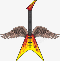 有翅膀的吉他翅膀火焰吉他高清图片