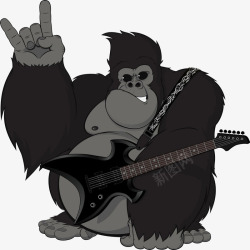 背吉他的黑猩猩素材