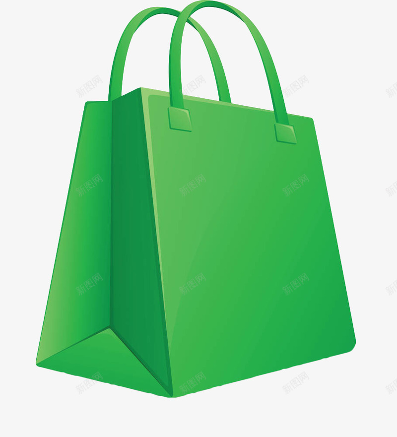 绿色手绘购物手提袋png免抠素材_新图网 https://ixintu.com 包装袋 手提袋 空白包装袋 绿色手绘 袋子 购物袋