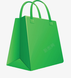 绿色手绘购物手提袋素材