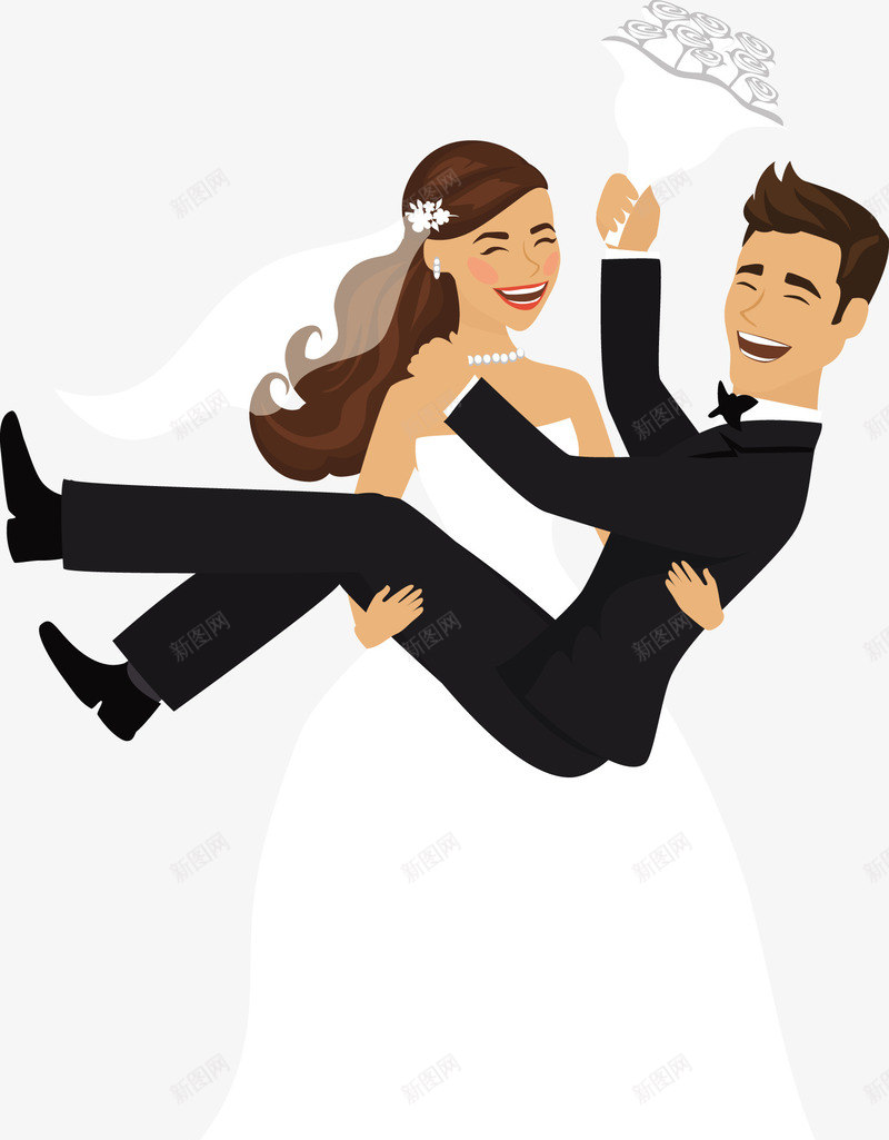一对结婚的新婚夫妇矢量图eps免抠素材_新图网 https://ixintu.com 一对夫妻 夫妻PNG 新娘 新娘抱着新郎 新郎 矢量夫妻 矢量图