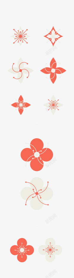 各种水彩手绘红色小花朵素材