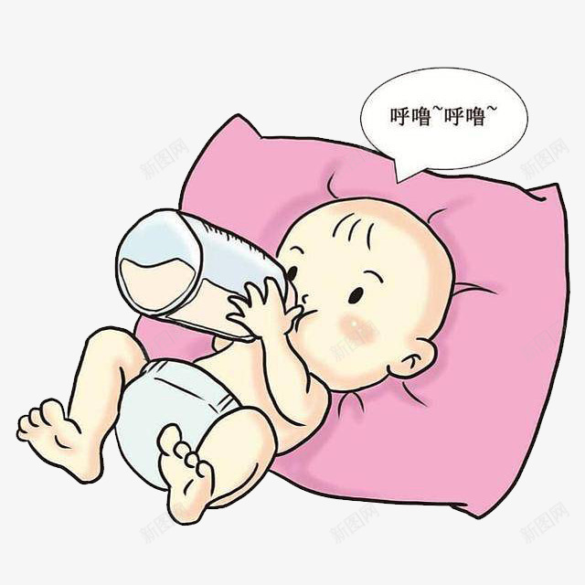 卡通宝宝躺着吃奶瓶png免抠素材_新图网 https://ixintu.com 亲子 卡通 吃奶 吃奶瓶 宝宝 宝宝吃奶 母婴