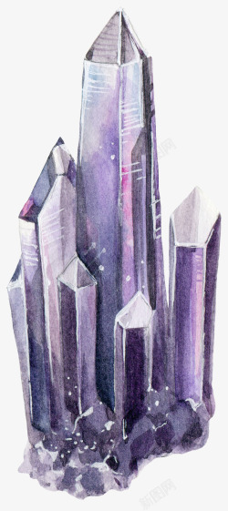 手绘创意紫色水晶图素材
