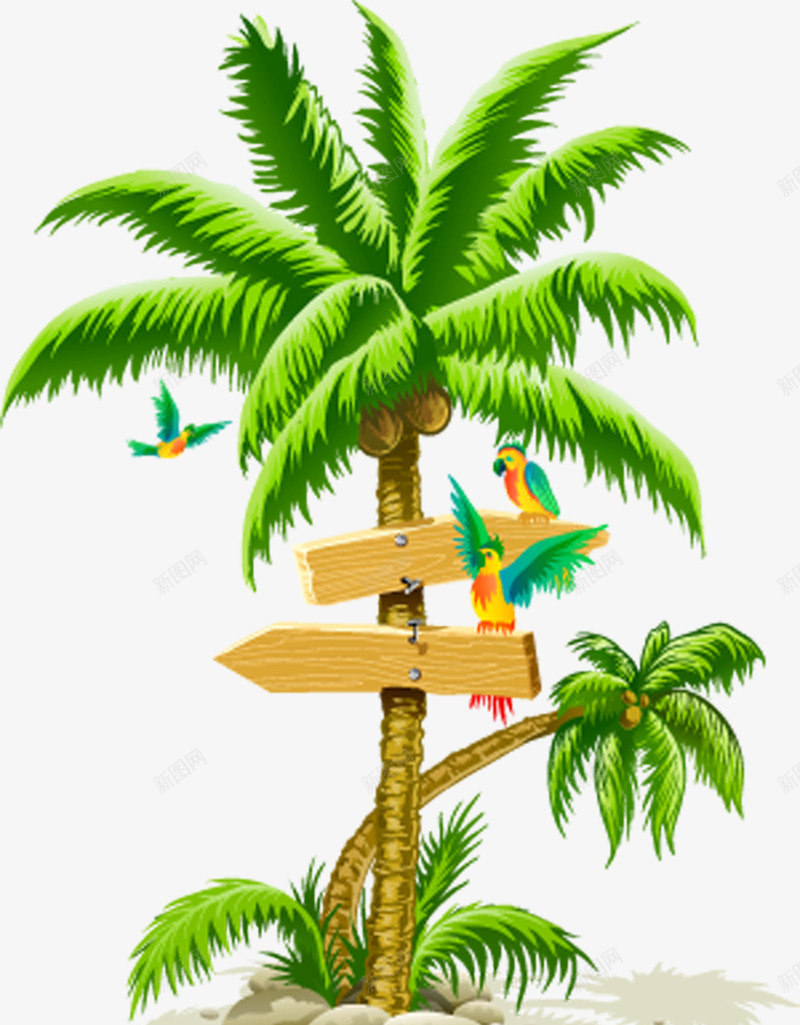 手绘棕榈树png免抠素材_新图网 https://ixintu.com 免扣素材 棕榈树 植物 海滩