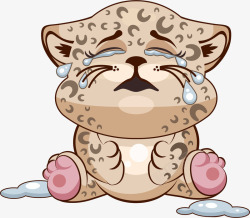 复古豹纹手提包坐着哭泣的卡通豹子高清图片