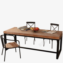 美式长餐桌书桌美式餐桌椅组合桌椅家具高清图片