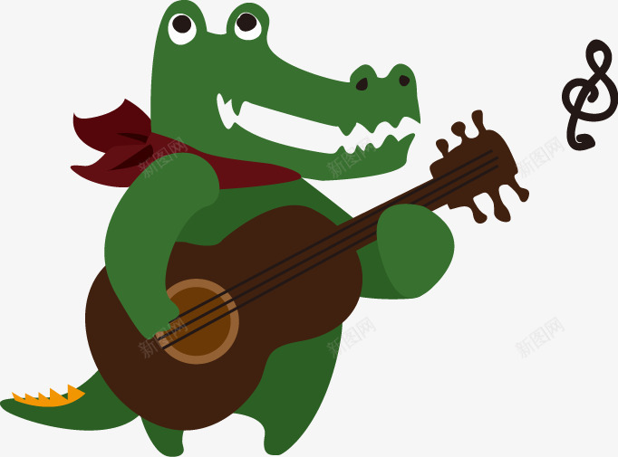 卡通鳄鱼弹吉他图案png免抠素材_新图网 https://ixintu.com 卡通 弹吉他图案 鳄鱼