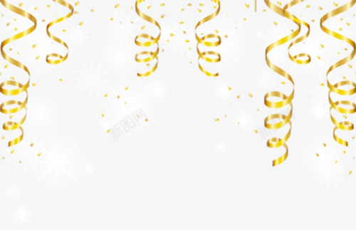手绘金色元旦丝带装饰png免抠素材_新图网 https://ixintu.com 丝带 丝带装饰 装饰 金色 金色丝带