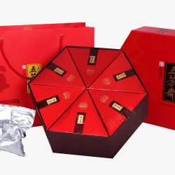 红色六边形礼盒素材