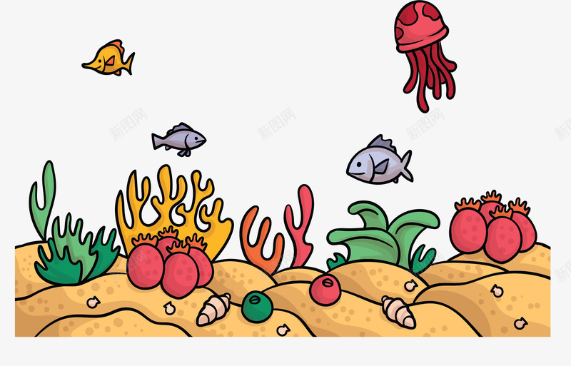 海底沙滩彩色小鱼矢量图ai免抠素材_新图网 https://ixintu.com 卡通小鱼 小鱼 彩色小鱼 海底世界 海洋生物 矢量png 矢量图