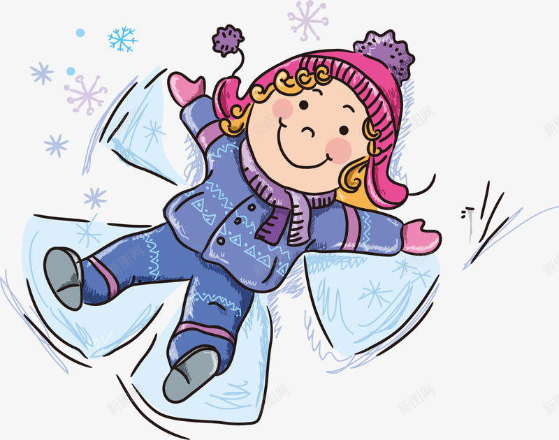 雪地玩耍女孩png免抠素材_新图网 https://ixintu.com 冬季 女孩 帽子 棉衣 棉衣卡通 玩耍 紫色的 雪地 雪花