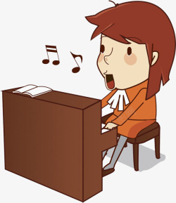 钢琴音符背景矢量素材弹钢琴的男孩高清图片