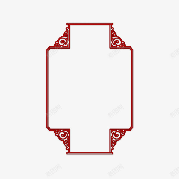 红色边框png免抠素材_新图网 https://ixintu.com 中国元素 中国风框架 刺绣 古典 方形