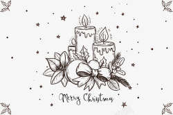 圣诞节素描素描圣诞节蜡烛封面矢量图高清图片