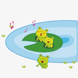 唱歌的青蛙池塘荷叶青蛙唱歌矢量图高清图片