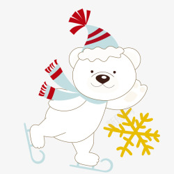 戴围巾的北极熊滑冰的北极熊高清图片