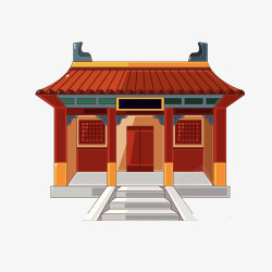 古典建筑红色扁平寺院高清图片