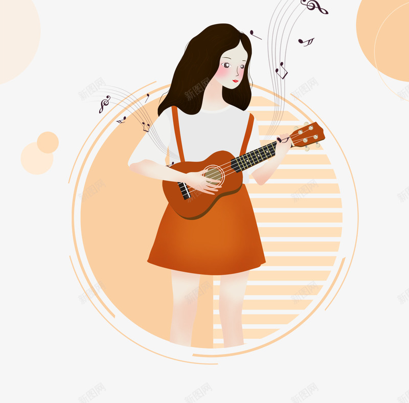 卡通站立的女孩弹吉他psd免抠素材_新图网 https://ixintu.com 免抠吉他 卡通 卡通女孩 女孩 弹吉他 站立的 音符