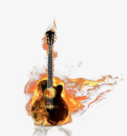 火焰海报背景乐器吉他火焰高清图片