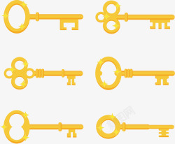 花纹钥匙金色闪光钥匙模型高清图片