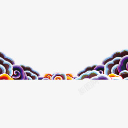 古典边纹素材紫色祥云高清图片