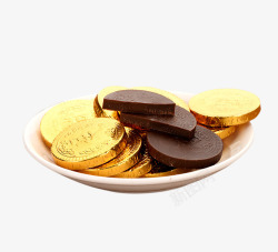 纯黑巧克力金币黑巧克力高清图片