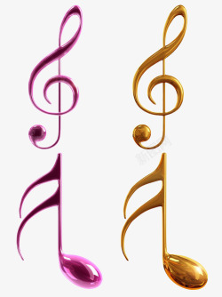 音符标识时尚金色和紫色音符图标高清图片