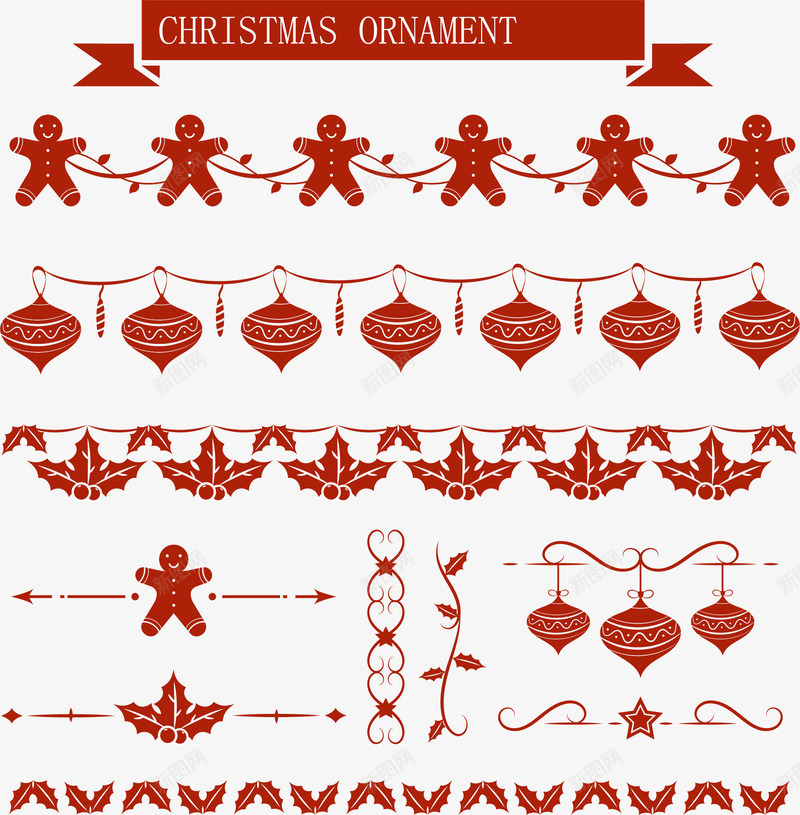 剪纸圣诞矢量图ai免抠素材_新图网 https://ixintu.com 剪纸圣诞球 剪纸饼干人 红色圣诞素材 矢量图