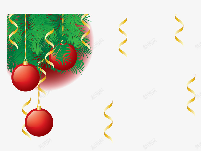 圣诞节节日挂件png免抠素材_新图网 https://ixintu.com 圣诞球 圣诞节 彩球 绸带 缎带 节日挂件 装饰图案