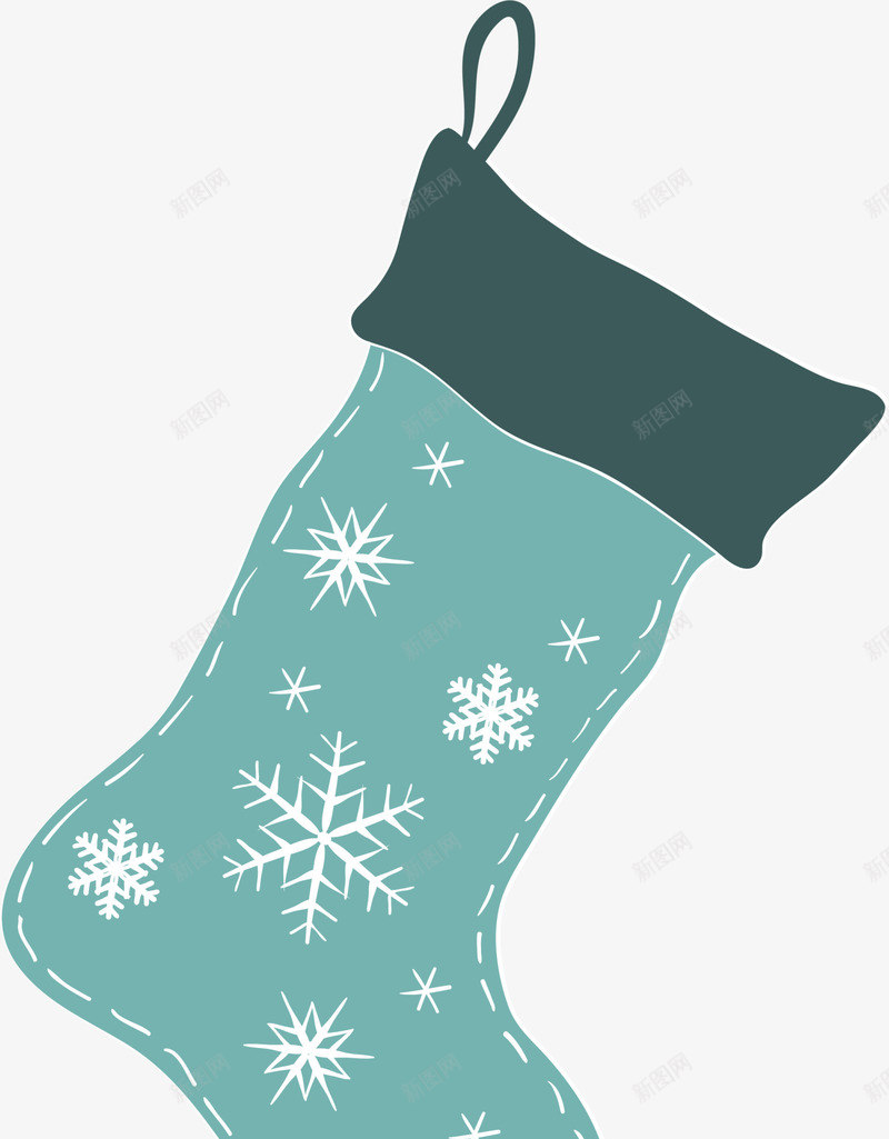 圣诞节蓝色圣诞袜png免抠素材_新图网 https://ixintu.com 圣诞节袜子 圣诞袜挂饰 白色闪光 白雪 蓝色圣诞袜 雪花装饰
