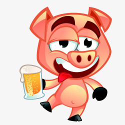 喝酒的猪卡通猪高清图片