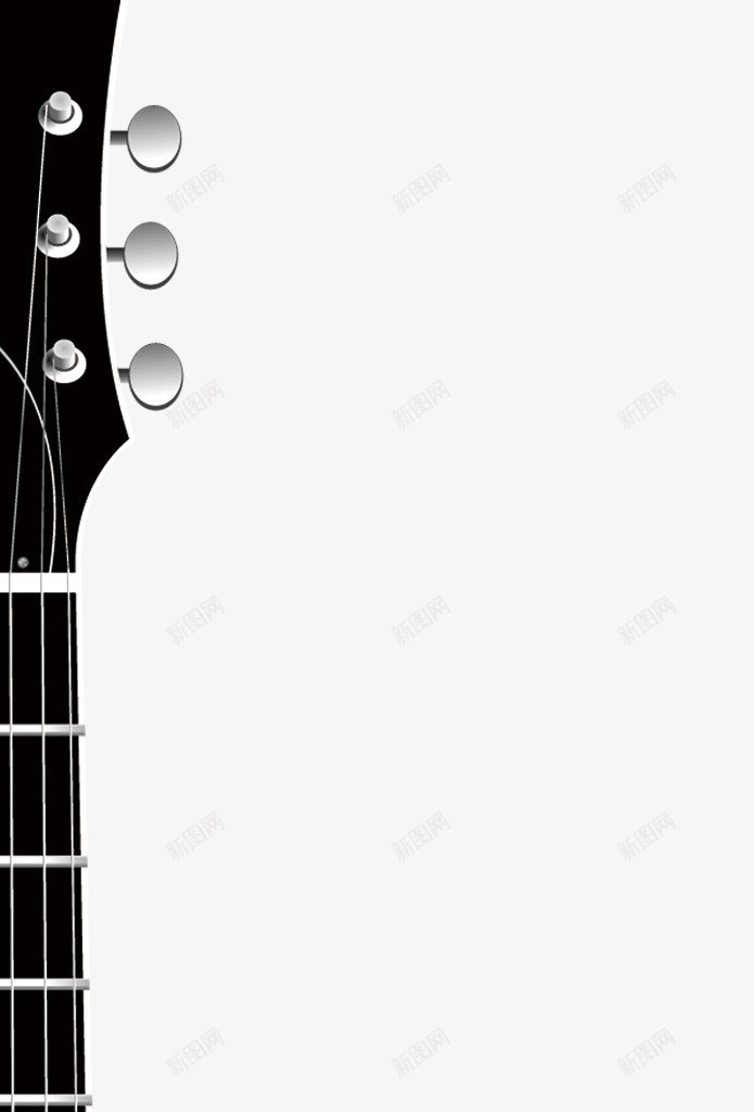 吉他png免抠素材_新图网 https://ixintu.com 吉他社海报 艺术 音乐元素 黑白吉他