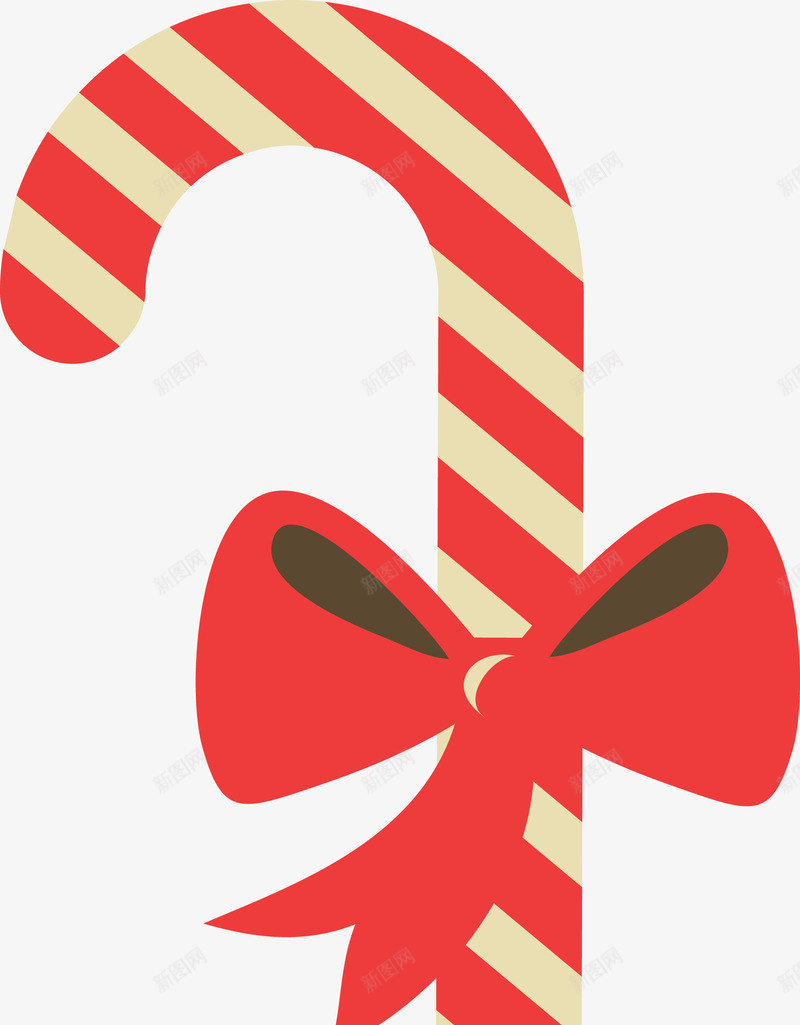 圣诞节糖果拐杖png免抠素材_新图网 https://ixintu.com 圣诞节 扁平化 拐杖 精美的拐杖 糖果 红色 蝴蝶结