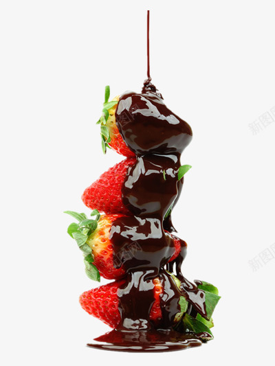 巧克力酱滴落png免抠素材_新图网 https://ixintu.com 巧克力酱 甜食 红草莓 草莓