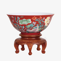 古玩收藏品红瓷碗古玩收藏品摄影高清图片