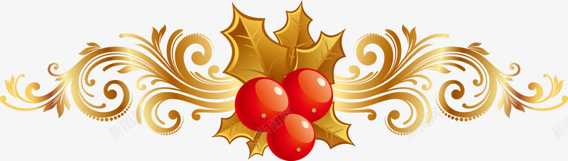 欧式金色圣诞装饰元素png免抠素材_新图网 https://ixintu.com 元素 圣诞 欧式 装饰 金色