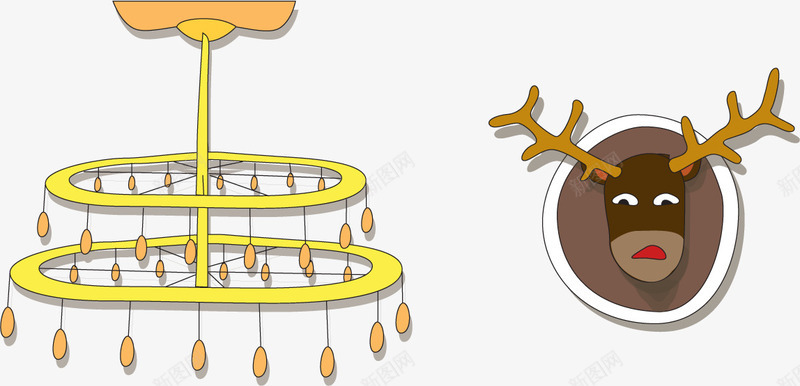 卡通挂饰png免抠素材_新图网 https://ixintu.com 挂饰 灯 矢量手绘 鹿