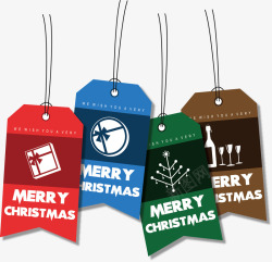 彩色分类圣诞标签挂饰矢量图素材
