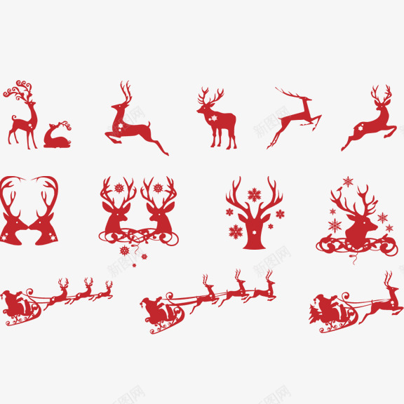 剪纸圣诞节驯鹿png免抠素材_新图网 https://ixintu.com 剪纸 圣诞节 红色 驯鹿