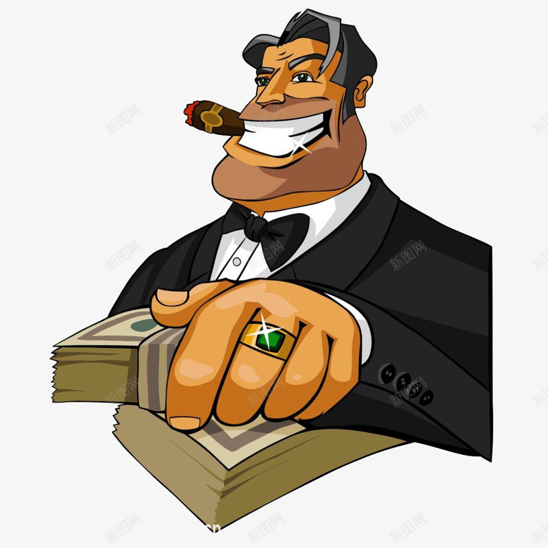 卡通微笑的抽雪茄的男人插画png免抠素材_新图网 https://ixintu.com 卡通 卡通雪茄 商人 富豪 微笑 抽雪茄 插画 男人 赌博 钱 钻戒