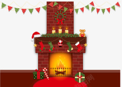 红色壁炉圣诞壁炉高清图片