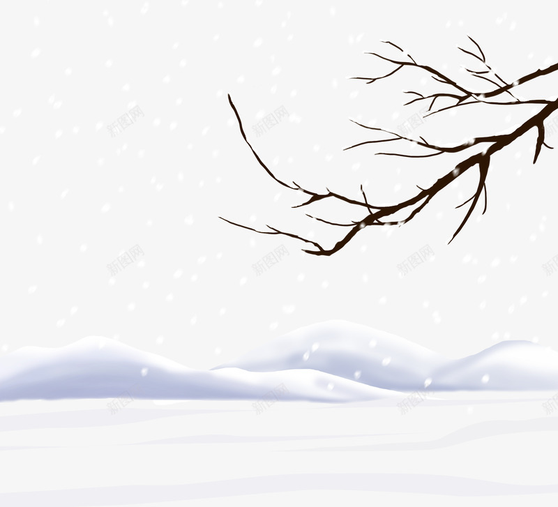 下雪天的枯树枝png免抠素材_新图网 https://ixintu.com 下雪 枯树枝 树枝 雪