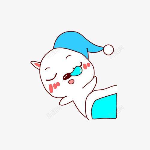 睡觉的小兔子png免抠素材_新图网 https://ixintu.com 可爱 小兔子 插图 睡觉 蓝色圣诞帽 表情包 鼻涕泡