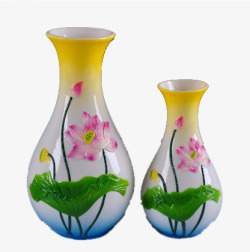 陶瓷工艺品花瓶荷花荷叶素材